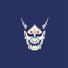 Oni Japanese devil mask, Vector illustration	
