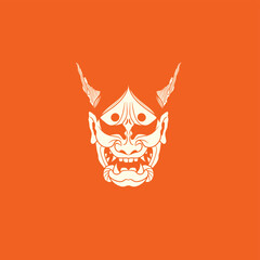 Oni Japanese devil mask, Vector illustration	
