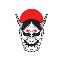 Oni Japanese devil mask, Vector illustration	
