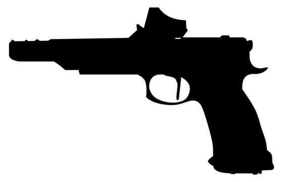 Silhouette Pistol Gun Pistol for Art Illustration, Logo, Pictogram, Website or Graphic Design Element. Format PNG
