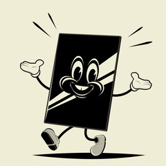 funny illustration of a retro cartoon tablet