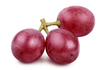 Close-up of ripe red grapes, isolated on white background