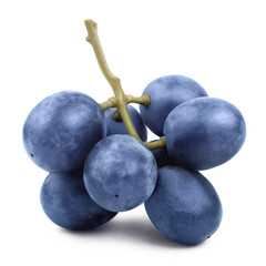 Close-up of ripe blue grapes, isolated on white background