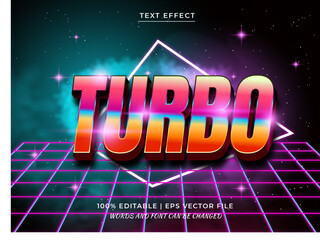 Turbo 3D editable Text Effect retro style