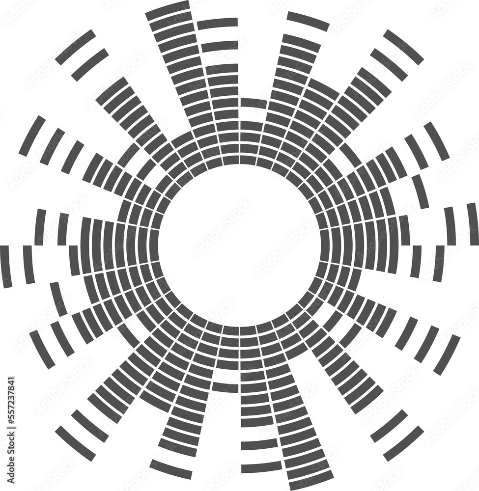 Poster abstract circular equalizer. round audio eq soundwaves. graphic abstract frame.