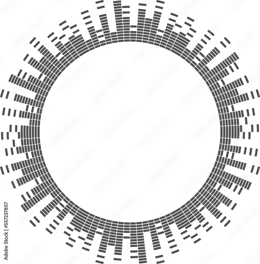 Poster abstract circular equalizer. round audio eq soundwaves. graphic abstract frame.