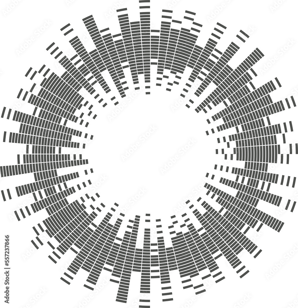 Poster abstract circular equalizer. round audio eq soundwaves. graphic abstract frame.