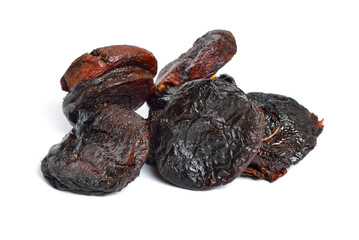 Whole Sun-dried apricots without stones. Isolated on white background