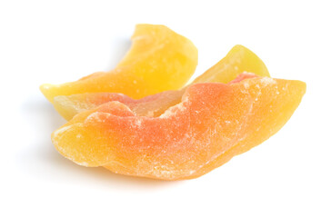 Dried melon with sugar isolated on white background