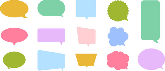 Set of colorful bubble speech icons. Banners, price tags, stickers, posters, badges. PNG image