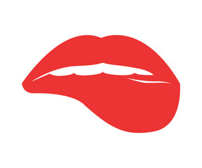 Red erotic female lips in flat style. Mouth with different emotions.