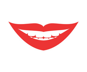 Red erotic female lips in flat style. Mouth with different emotions.