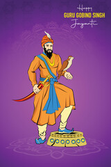 illustration of Guru Gobind Singh Jayanti Sikh festival and celebration in Punjab