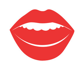 Red erotic female lips in flat style. Mouth with different emotions.