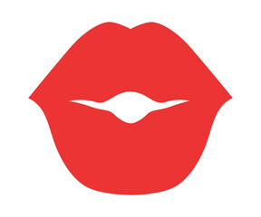 Red erotic female lips in flat style. Mouth with different emotions.