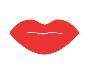 Red erotic female lips in flat style. Mouth with different emotions.