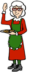 cartoon mrs claus with a plate of cookie