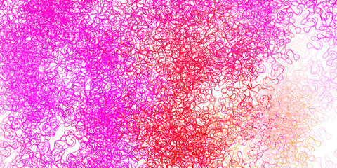 Light pink, yellow vector background with bent lines.