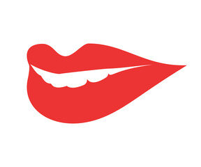 Red erotic female lips in flat style. Mouth with different emotions.
