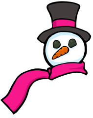 cartoon snowman face with scarf