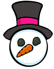 cartoon snowman face with top hat