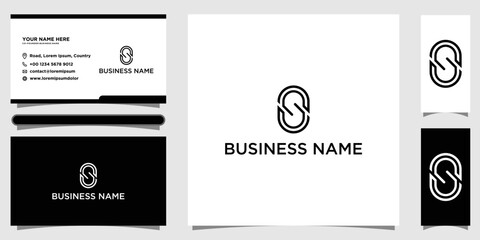 Business corporate S letter logo design vector with business card