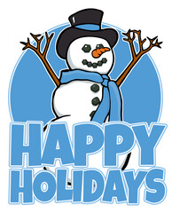 cartoon snowman happy holiday