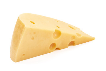 Maasdam cheese, isolated on white background.
