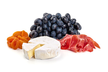 Delicious cured meat platter, isolated on white background. High resolution image.