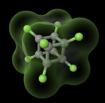 A molecule named perfluorocubane. C8F8, synthesized for the first time in 2022, is a cube of carbon atoms with fluorine atoms attached to each of its eight vertices that can trap an electron inside.