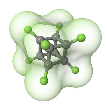 A molecule named perfluorocubane. C8F8, synthesized for the first time in 2022, is a cube of carbon atoms with fluorine atoms attached to each of its eight vertices that can trap an electron inside.