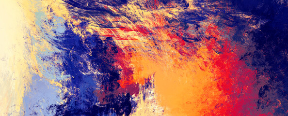 Fototapeta premium Art bright autumn. Abstract color paint background. Painting texture with noise effect. Fractal art for creative graphic design