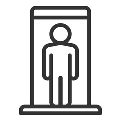 Passenger passes metal detector - icon, illustration on white background, outline style