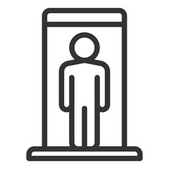 Passenger passes metal detector - icon, illustration on white background, outline style