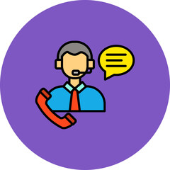 Customer Service Multicolor Circle Filled Line Icon