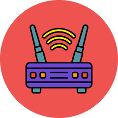 Router Multicolor Circle Filled Line Icon