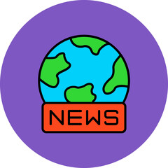 World News Multicolor Circle Filled Line Icon