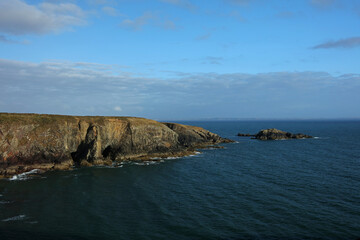 Caerfai Bay in Pembrokeshire Coast National Park, Wales, United Kingdom