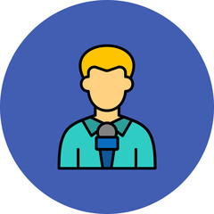 Journalist Multicolor Circle Filled Line Icon