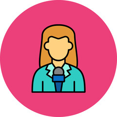 Journalist Multicolor Circle Filled Line Icon