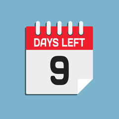 Countdown daily page calendar icon - 9 days left