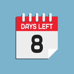 Countdown daily page calendar icon - 8 days left