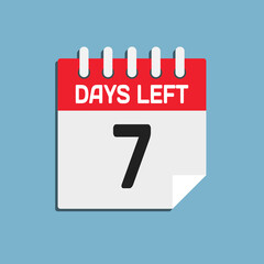 Countdown daily page calendar icon - 7 days left