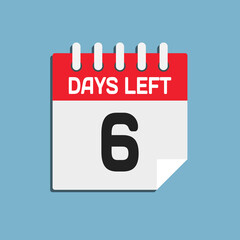 Countdown daily page calendar icon - 6 days left
