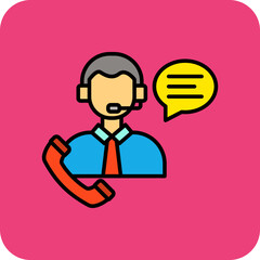 Customer Service Multicolor Round Corner Filled Line Icon
