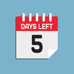 Countdown daily page calendar icon - 5 days left