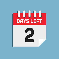Countdown daily page calendar icon - 2 days left