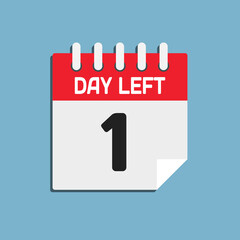 Countdown daily page calendar icon - 1 day left