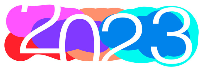 An abstraction of bold shapes for New Year 2023 in flat vibrant colors