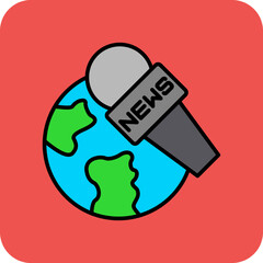 Worldwide News Multicolor Round Corner Filled Line Icon
